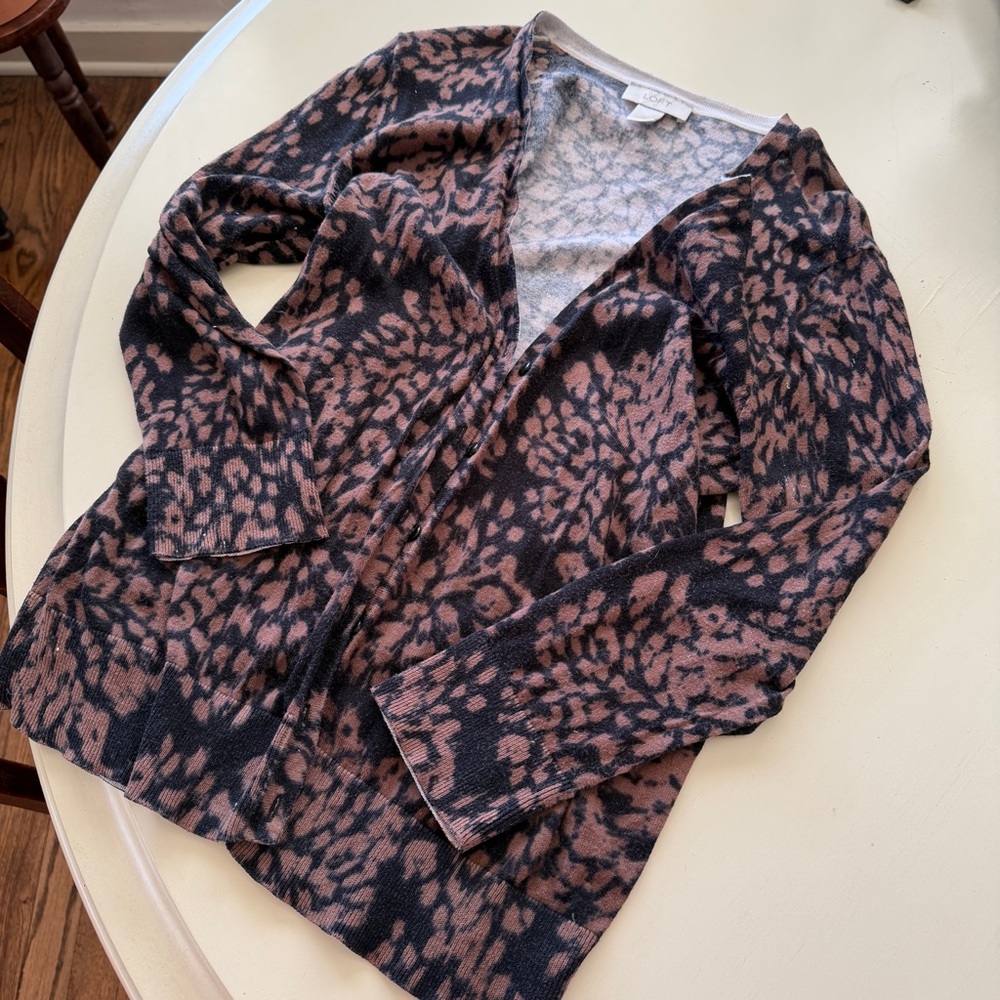 LOFT Black + Brown Cardigan